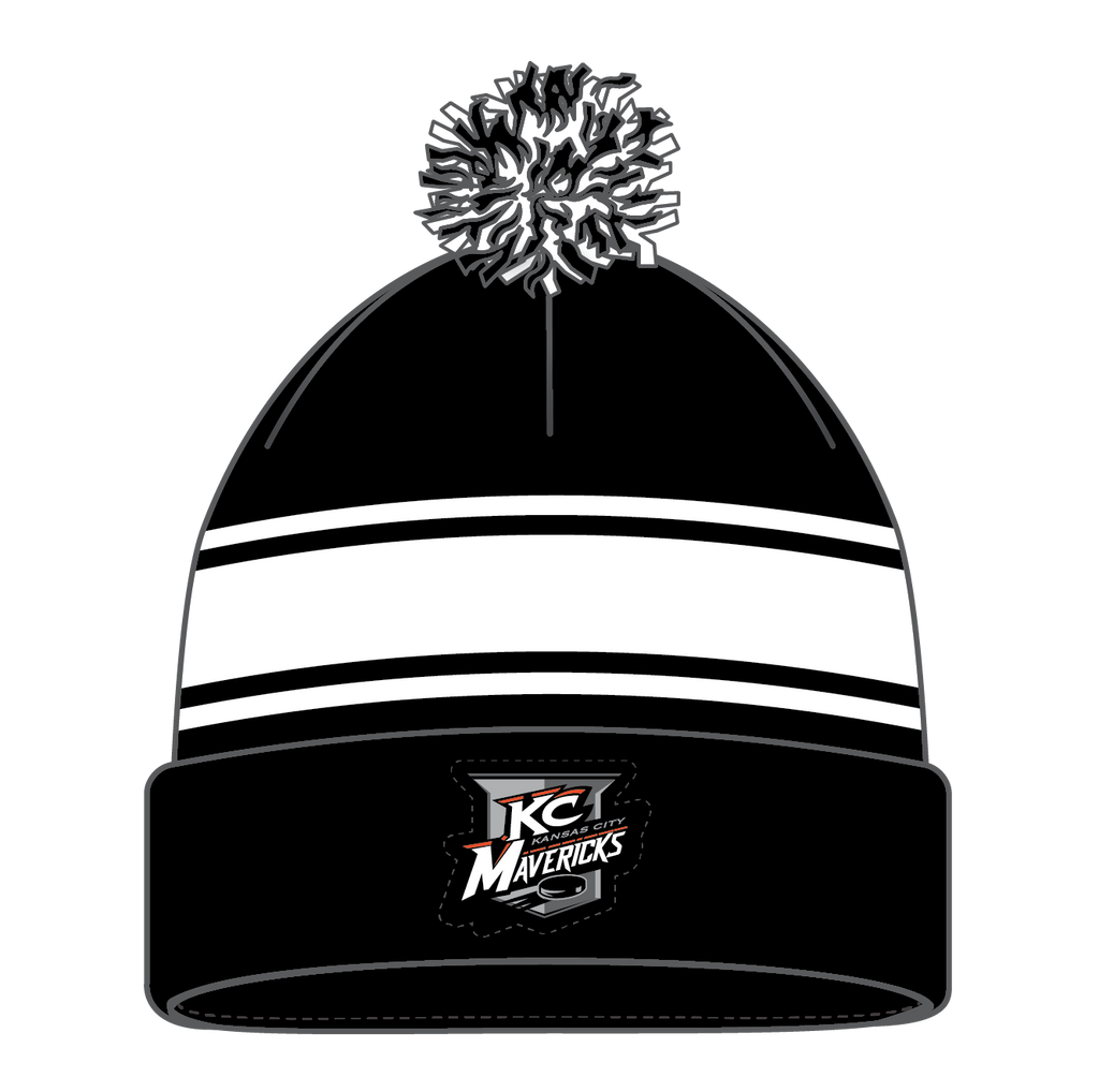 Beanie Striped w/ Pom w/ throwback logo