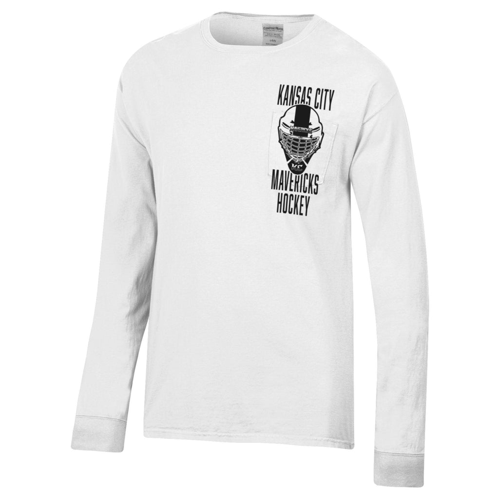 Mens Comfort Wash L/S Pocket Tee w/ Mask White