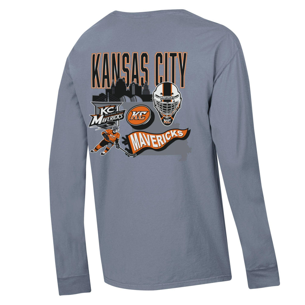 Mens Comfort Wash L/S Pocket Tee w/ Mask Concrete