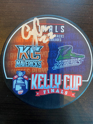 Kelly Cup Finals Dueling Signed Pucks